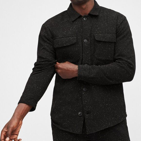 BONOBOS LIKE NEW JET BLACK SHIRT JACKET MENS SIZE LARGE - Picture 2 of 8